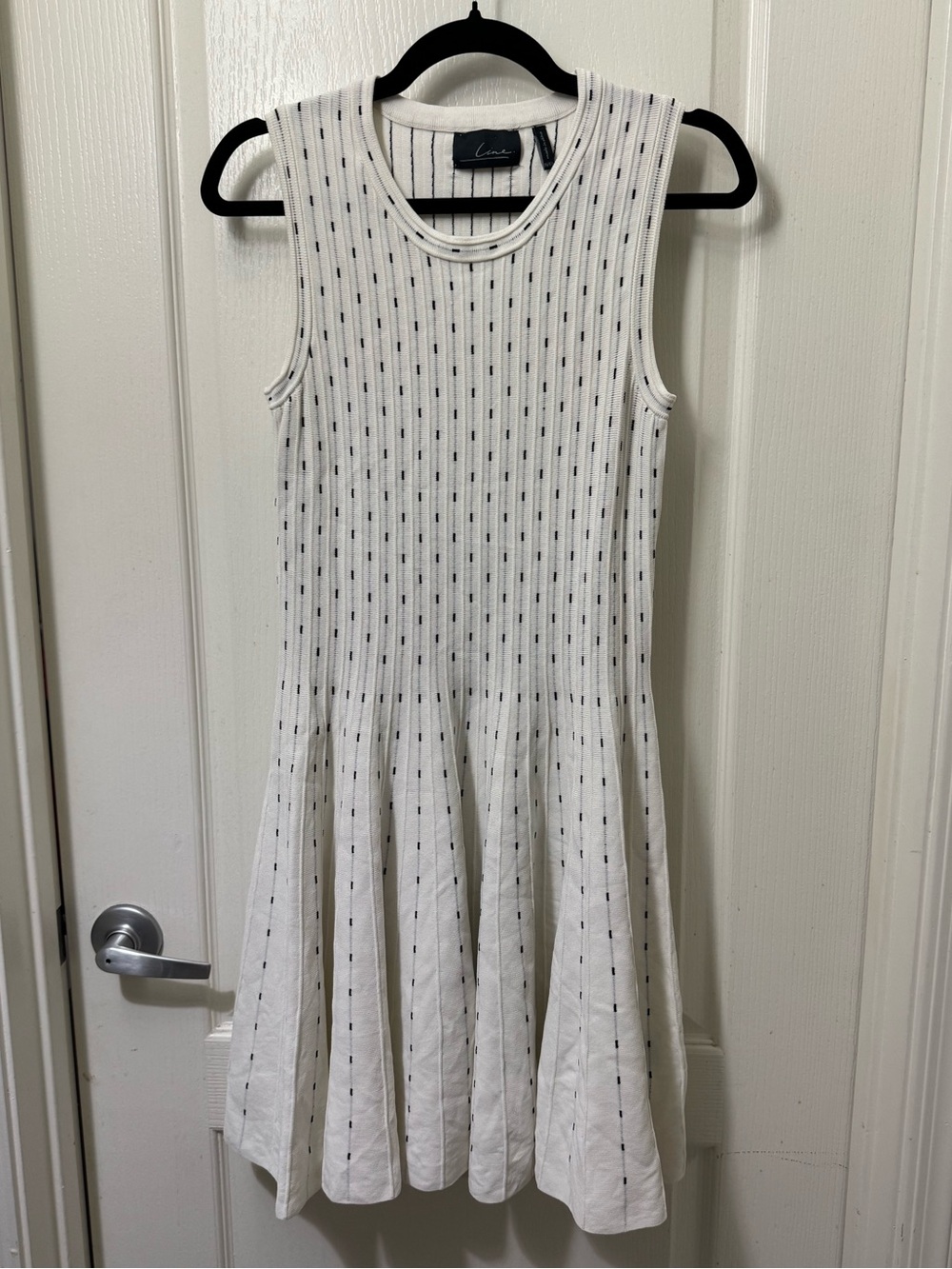 Sleeveless White Knit Mini Dress